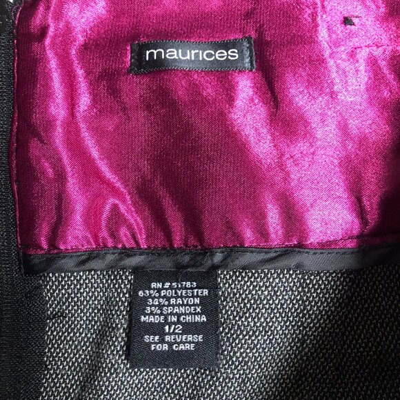 Maurices Skirt Womens Size 1/2 Black White Above Knee Pencil Career Classic - Picture 5 of 6